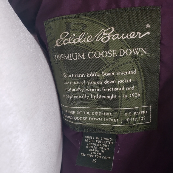 Eddie Bauer goose down purple puffer floral vest size small - Picture 4 of 13